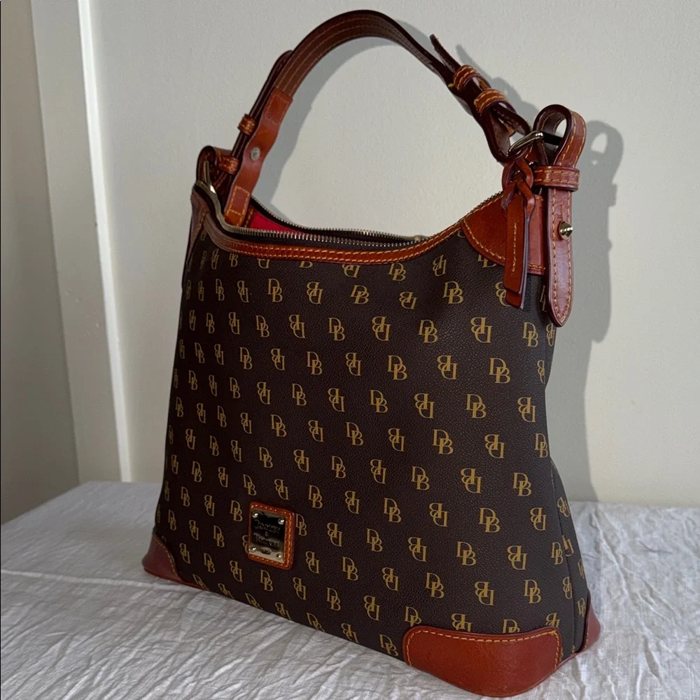 Dooney & Bourke Black and Brown Monogram Shoulder Bag - Picture 8 of 9